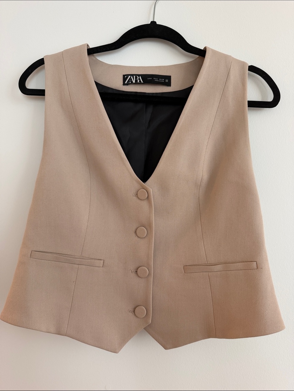 Zara Beige Sleeveless Tailored Vest